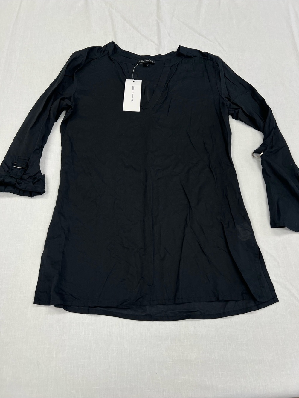 Lob Collection Black Long-Sleeve V-Neck Tunic Women’s Size 2